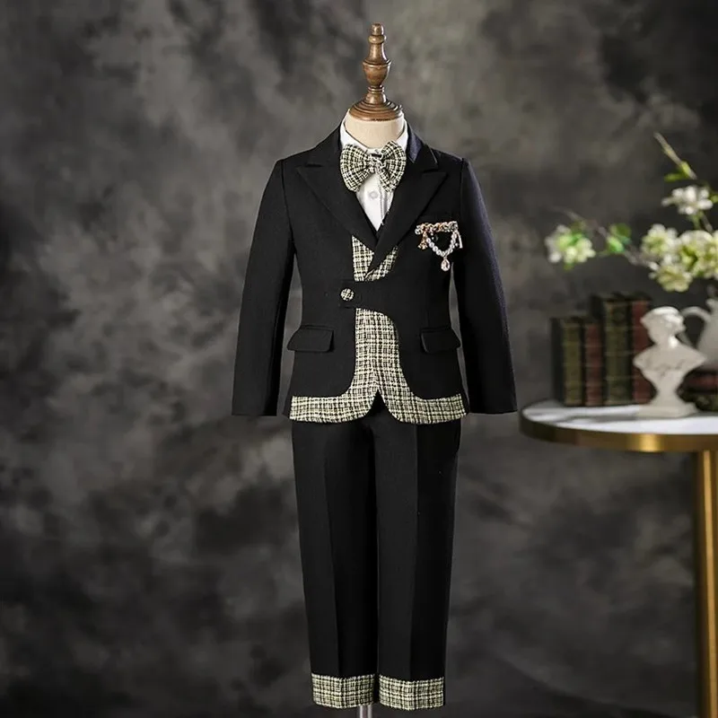 

High-End Children's Prom Costume Wedding Birthday Party Kids Piano Performance Boy's Blazer Suits A4437
