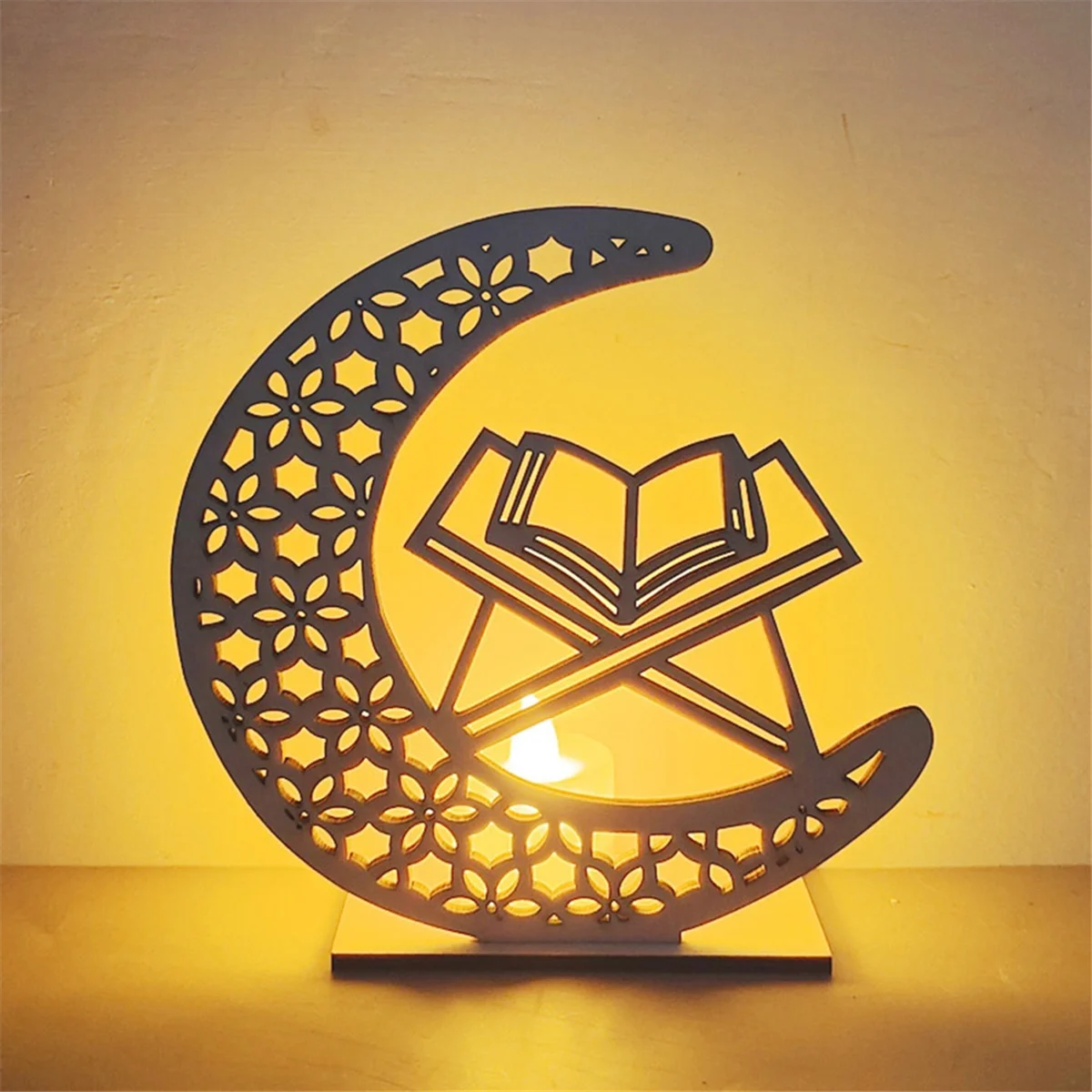 

Wooden Crafts Ornament Lamp Middle East Festival Eid Decorative Lamp Moon LED Decorative Lamps, G