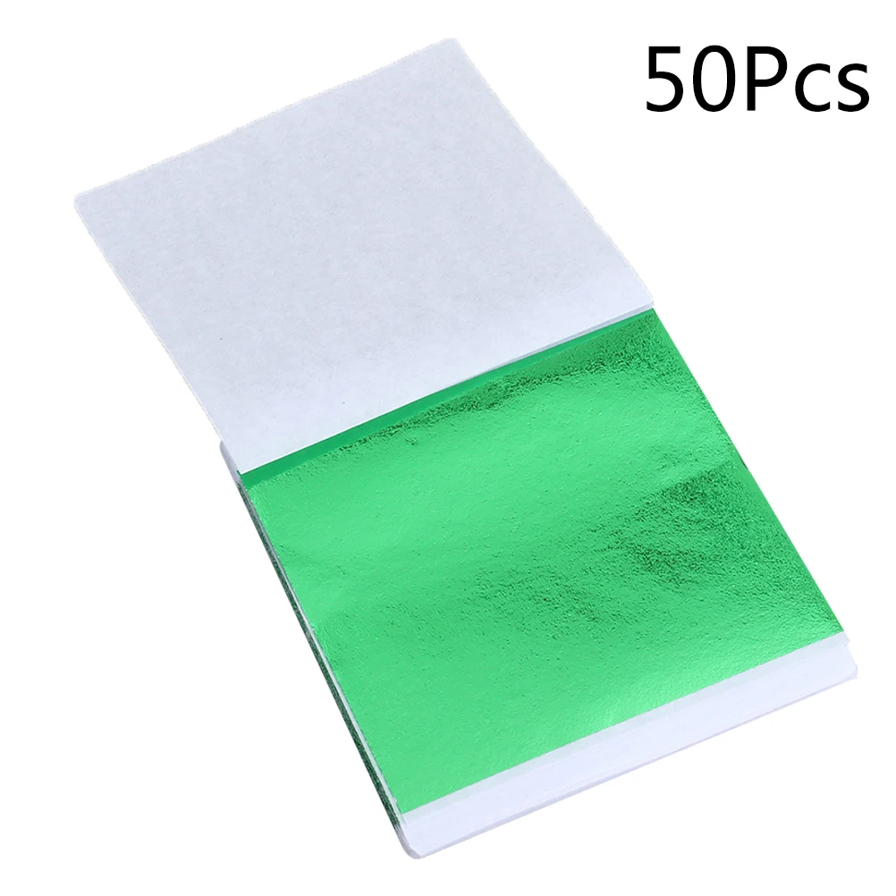 

50pcs 8x8.5cm Foil Paper Imitation Sheets Shiny Gold Foil Craft Decoration Color Foil Paper for Clay Nails Paintings S