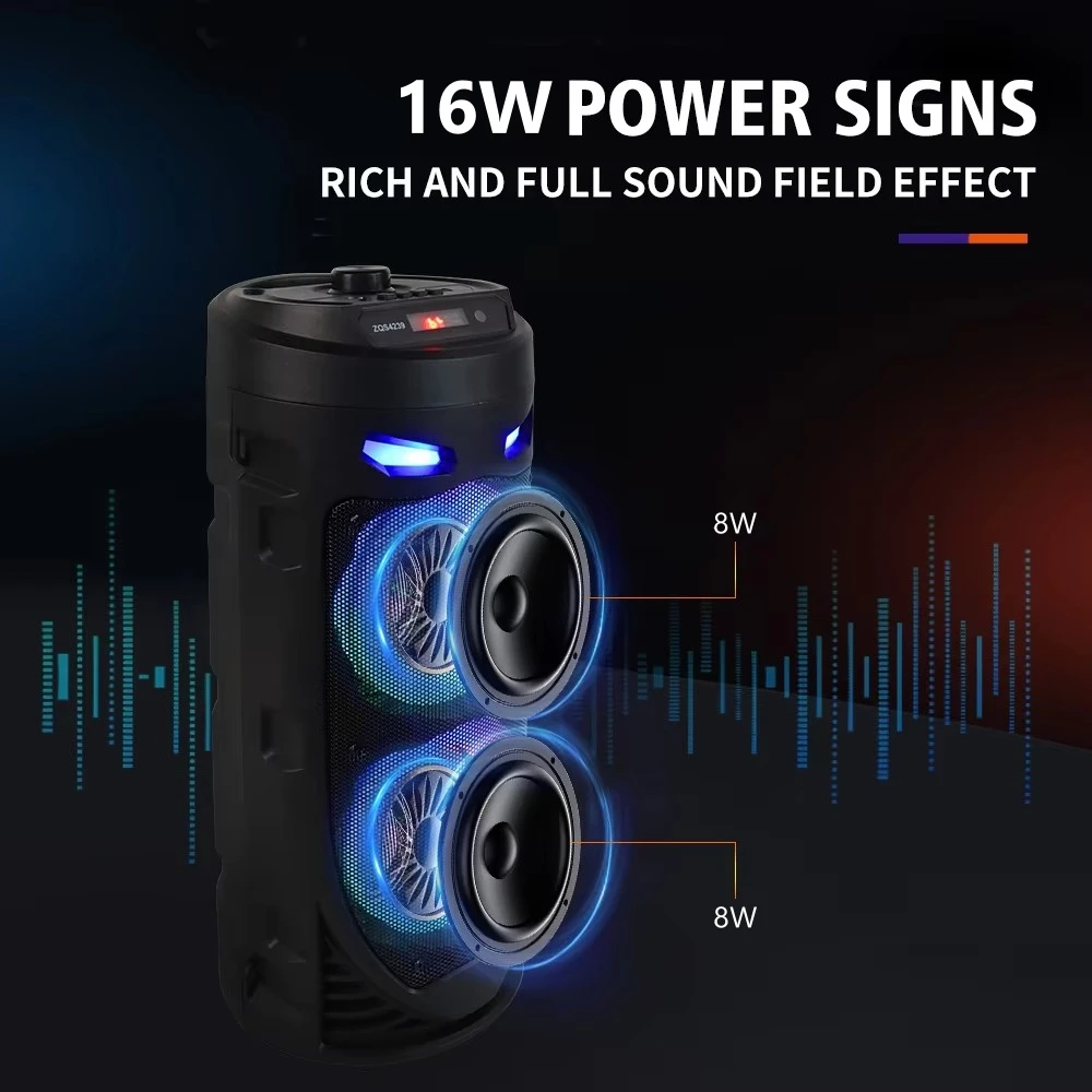 ZQS4239 Hi-fi Quality Super Subwoofer Speakers With Led For Stage Party Sound Outdoor Wireless Bluetooth Karaoke Music Center