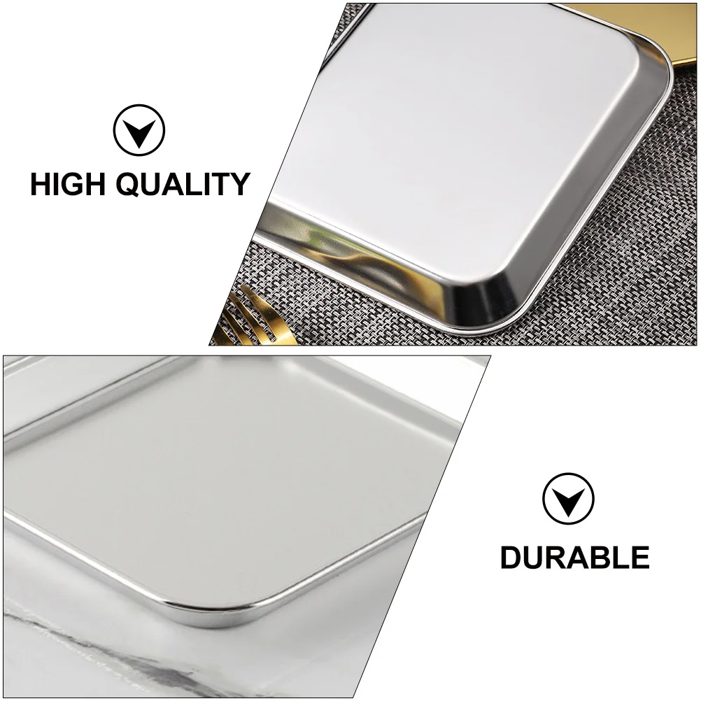 

1pc Stainless Steel Dinner Plate Rustproof Food Serving Tray For Home Restaurant Bbq Cake Shop Kitchen Tableware Fruit Storage