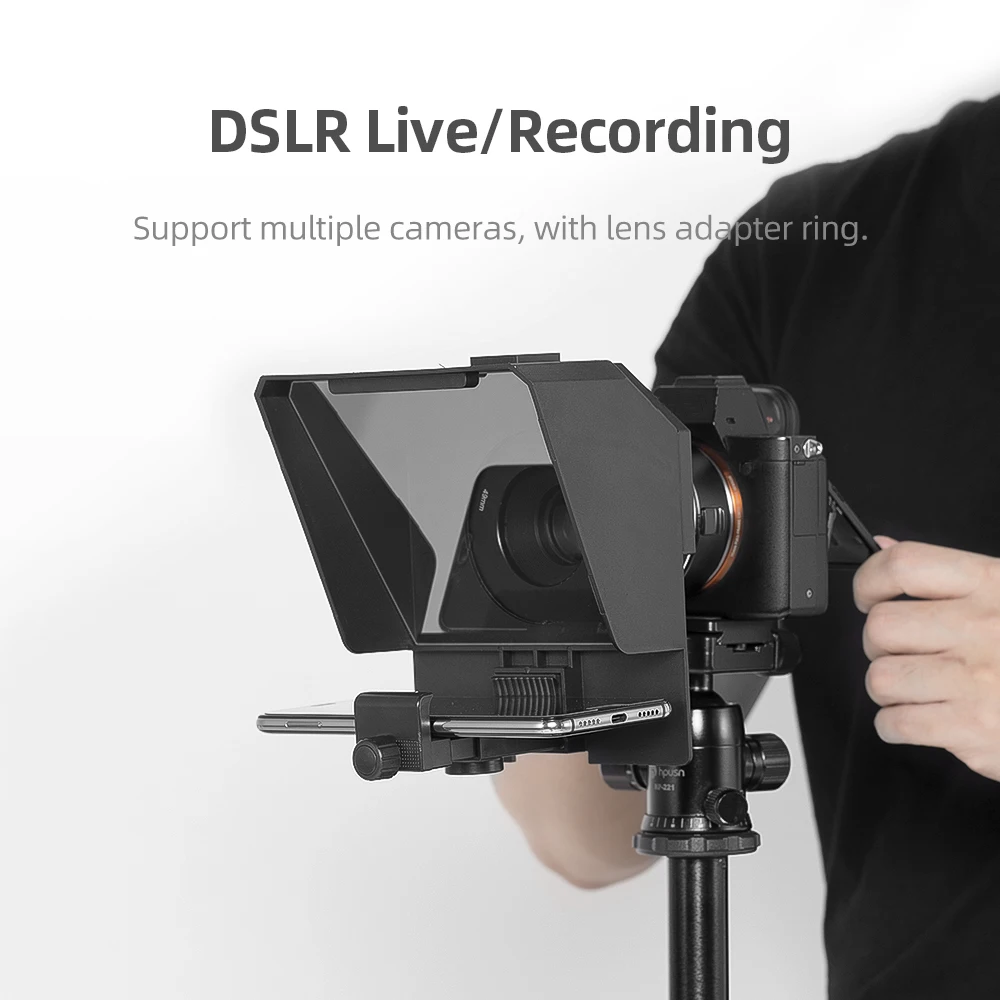 Mini Teleprompter portátil para grabación de teléfono y DSLR, dispositivo de grabación de vídeo con Control remoto