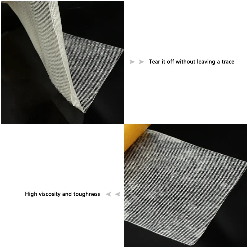 10M Cloth Base Double Sided Tape High Viscosity Grid Fiber Sticky Fiber Mesh Tape Strong Fixation Double Sided Adhesive Tape