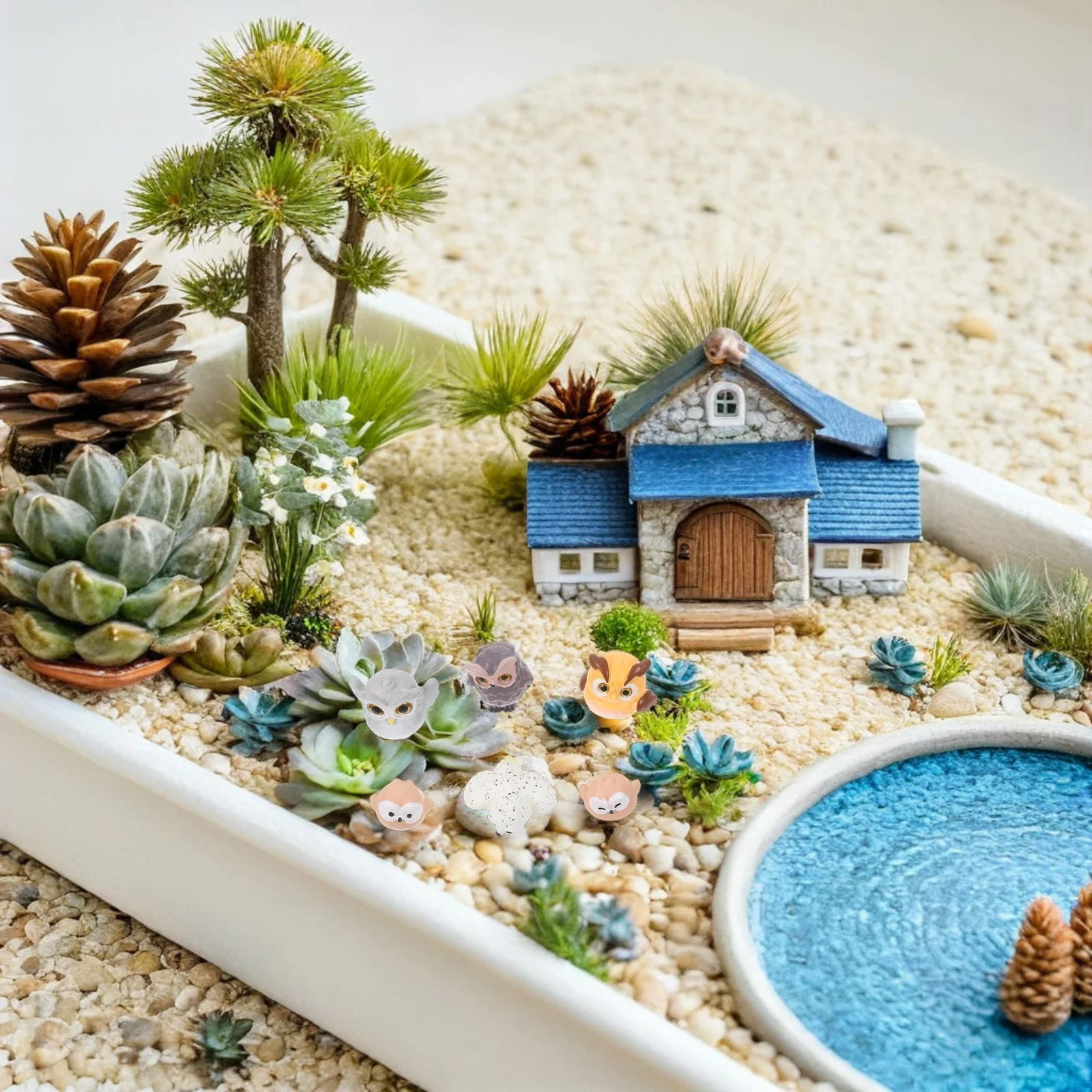 

30Pcs Miniature Owl Figurines Resin Cute Small Bird Decorations Fairy Garden Supplies Terrarium Moss Succulent Pot Decor