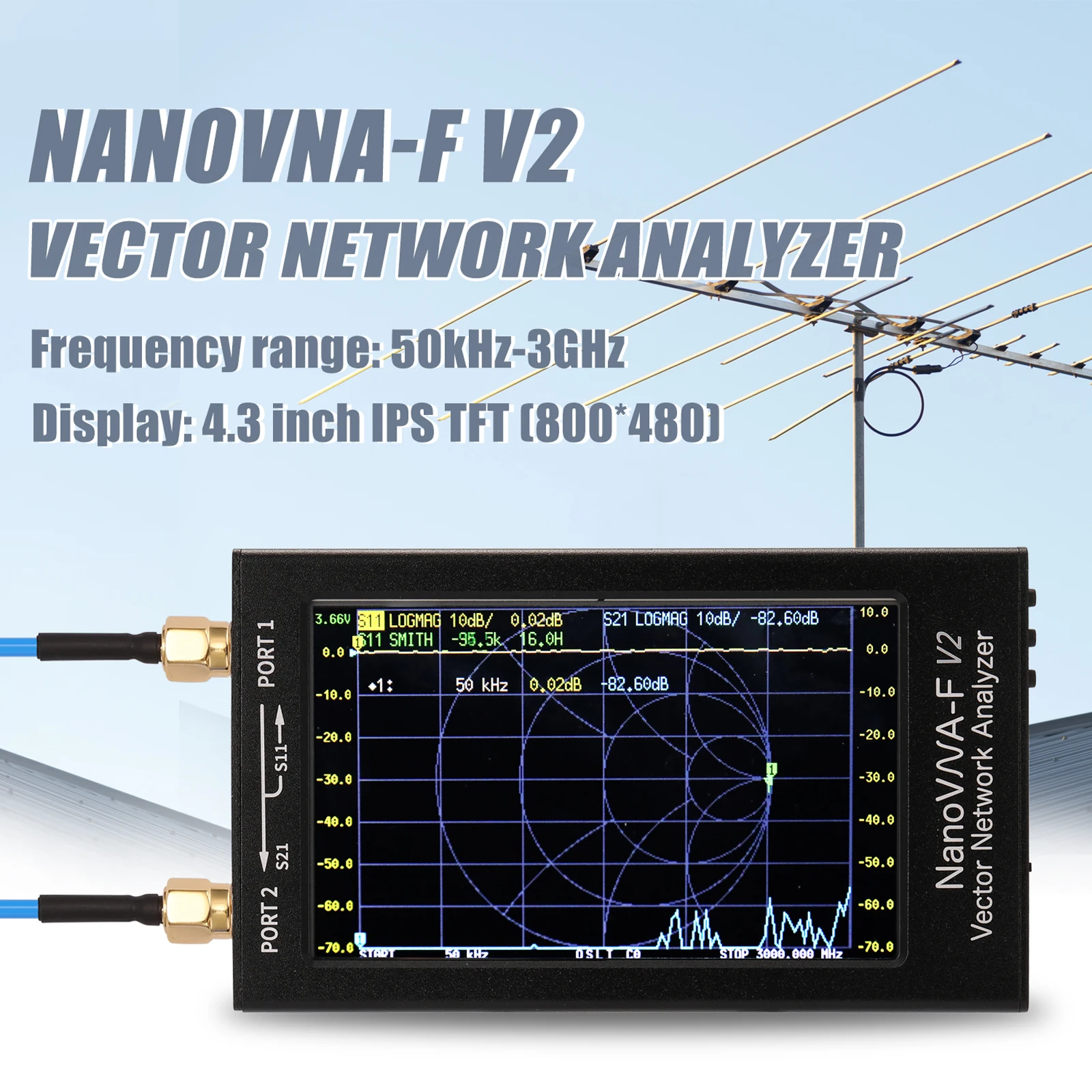 NanoVNA-F V2 4.3 Inch IPS LCD Display Vector Network Analyzer Antenna Analyzer Short Wave HF VHF UHF RF Demo Kit DIY DEEPELEC