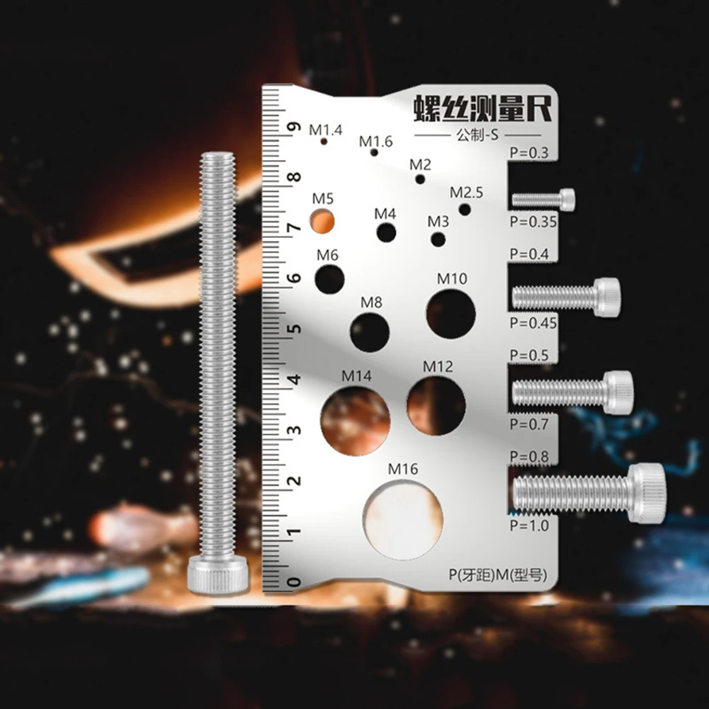 Durabler Stainless Steel Ruler Screw Measuring Ruler Precise Pitch Measurement Thread Gauge Screw Measurement Ruler Measuring