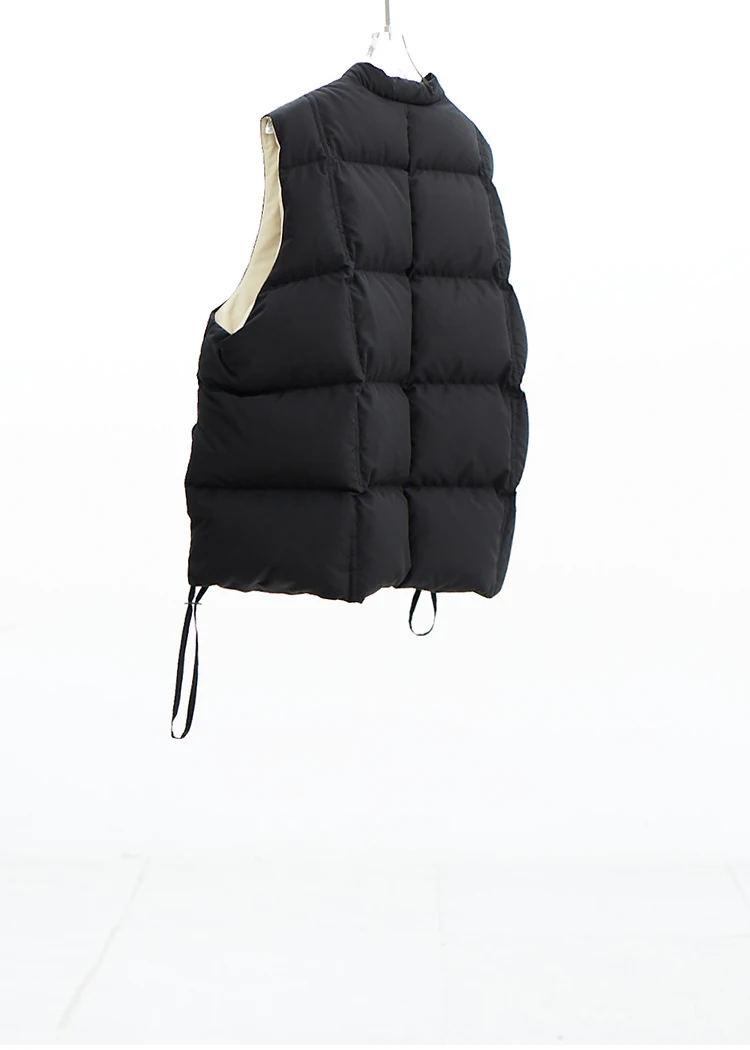 Down Vest~Checkered Stand-Up Collar Color-Blocked Duck down Vest for Petite Women, Suitable for Outerwear or Layering, 2026 Winter Women's Fashion