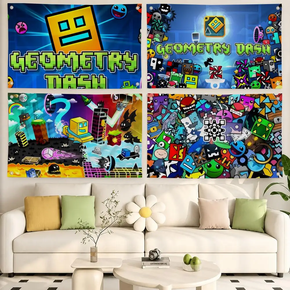 Game Geometry Dash Flags Flags, Room, Dormitory, Camping, Party, Home Decor Gifts