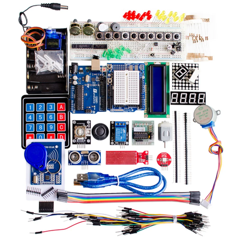 Starter Kit for R3 Breadboard and Holder Step Motor / Servo /1602 LCD / Jumper Wire/ UN0 R3 Variations And Clones