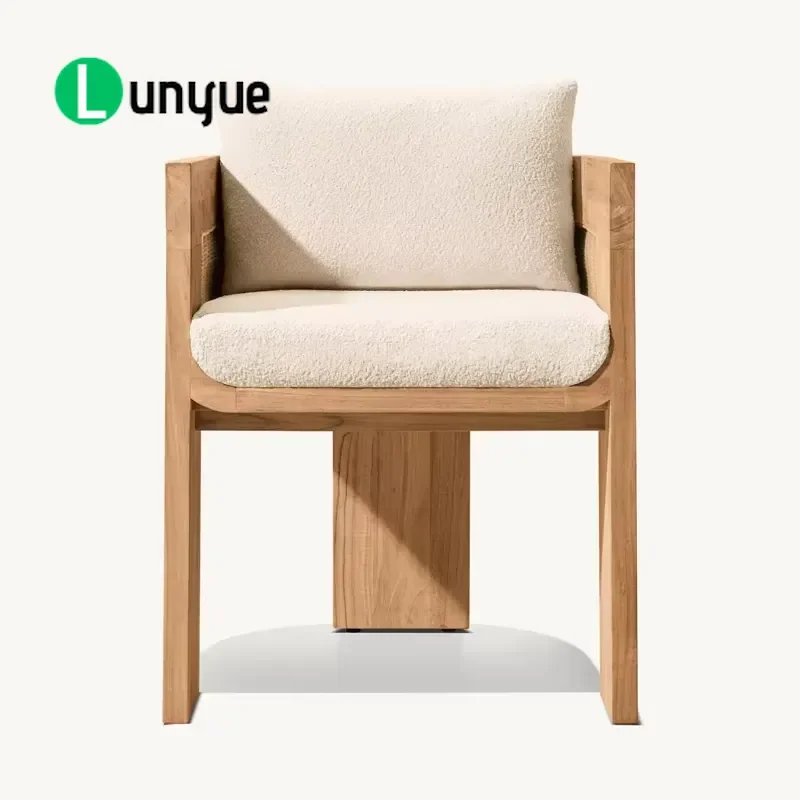 Custom Modern Luxury Teak Outdoor Dining Table and Chair Set All Weather Waterproof Hotel Style Garden Furniture for Patio