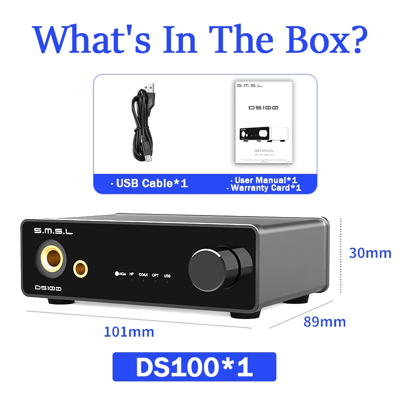 SMSL DS100 Hi-Res Audio Decoder CS43131 DAC Chip XU316 MQA USB Optische Coaxiale Ingang 6.35mm 4.4mm Uitgang Hoofdtelefoonversterker