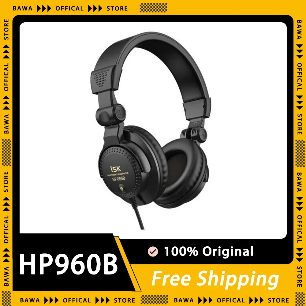 

ISK HP960B Monitor Headphones Wired Dj Live Recording Monitor Headset Recording Studio Earphone Portable PC Gamer Accessories