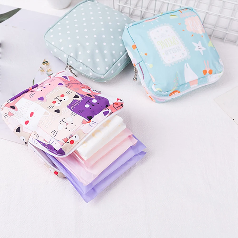 Cute Large Capacity Sanitary Napkin Storage Bags Cartoon Girls Physiological Period Tampon Organiser Bag Mini Bag Period Kit A