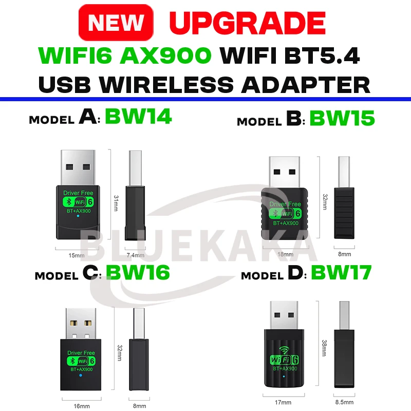 Tarjeta de red sin controlador 2 en 1, WiFi6, Bluetooth 5,4, AX900Mbps, doble banda, 2,4G + 5GHz, adaptador receptor inalámbrico para PC, portátil, Win10/11