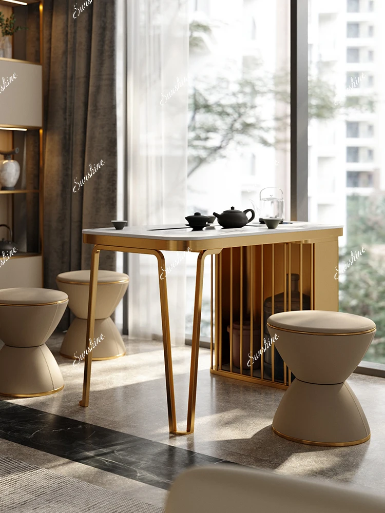 Light luxury rock slab tea table kettle integrated modern simple home, set office high-end