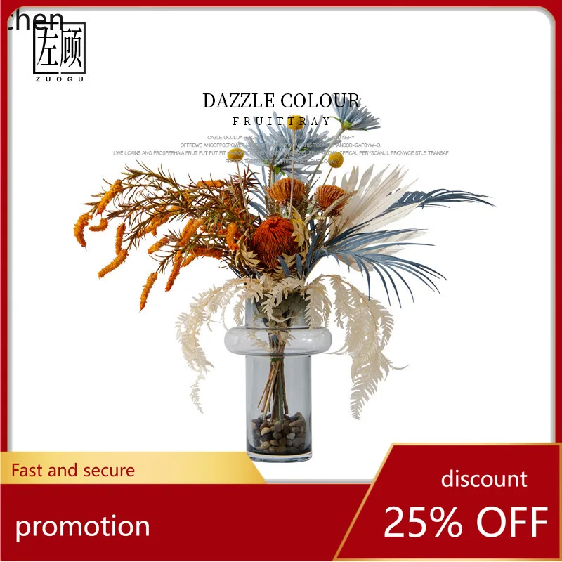 YFY Simple European Modern Light Luxury High-end Floral  Nordic Style Living Room Dining Table Soft  Dried   Flower Arrangement