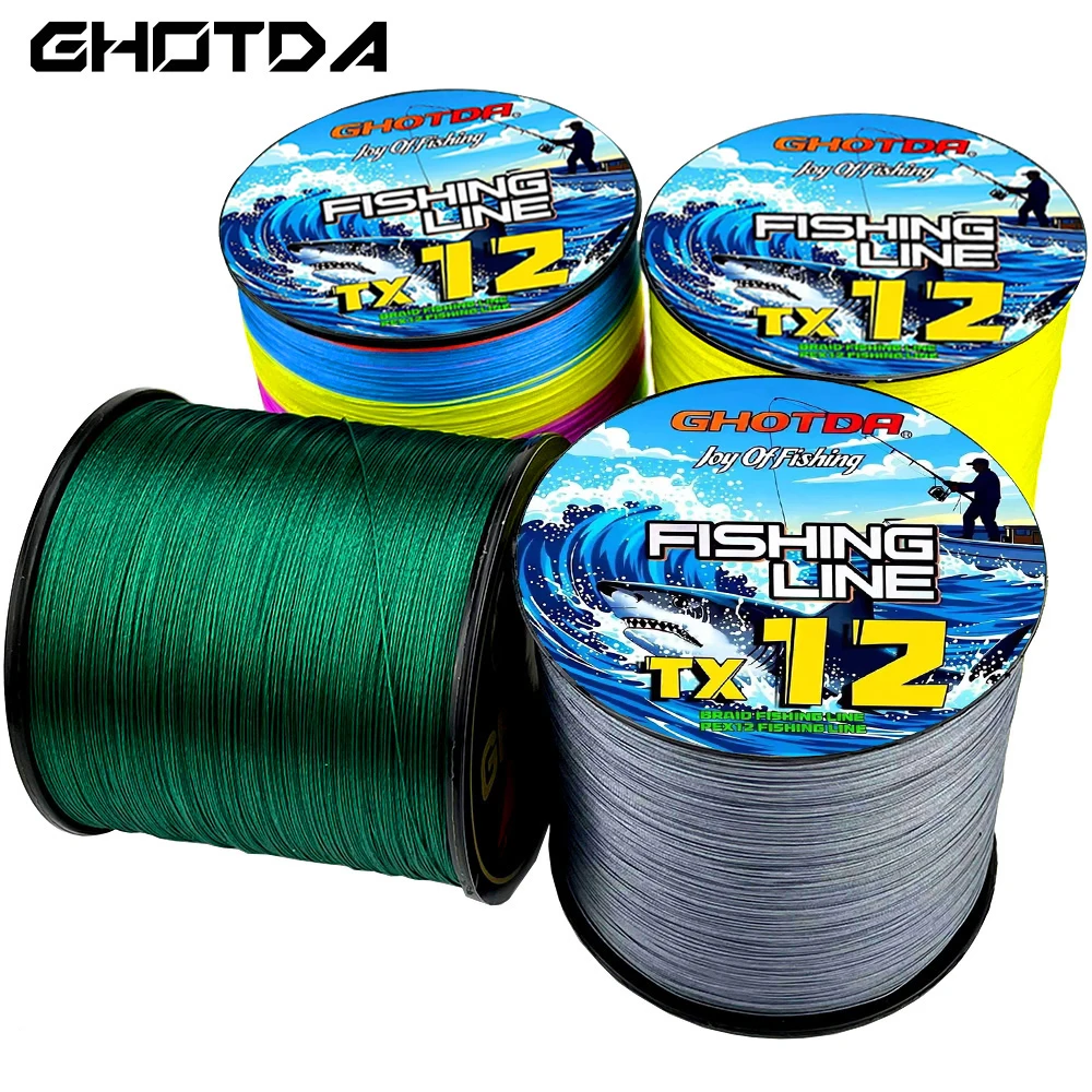 100-1000M Super Strong Fishing Line 12Strands Multifilament PE Braided Anti Abrasion Wire 25/30/39/50/65/77/92/120LB Smooth Line