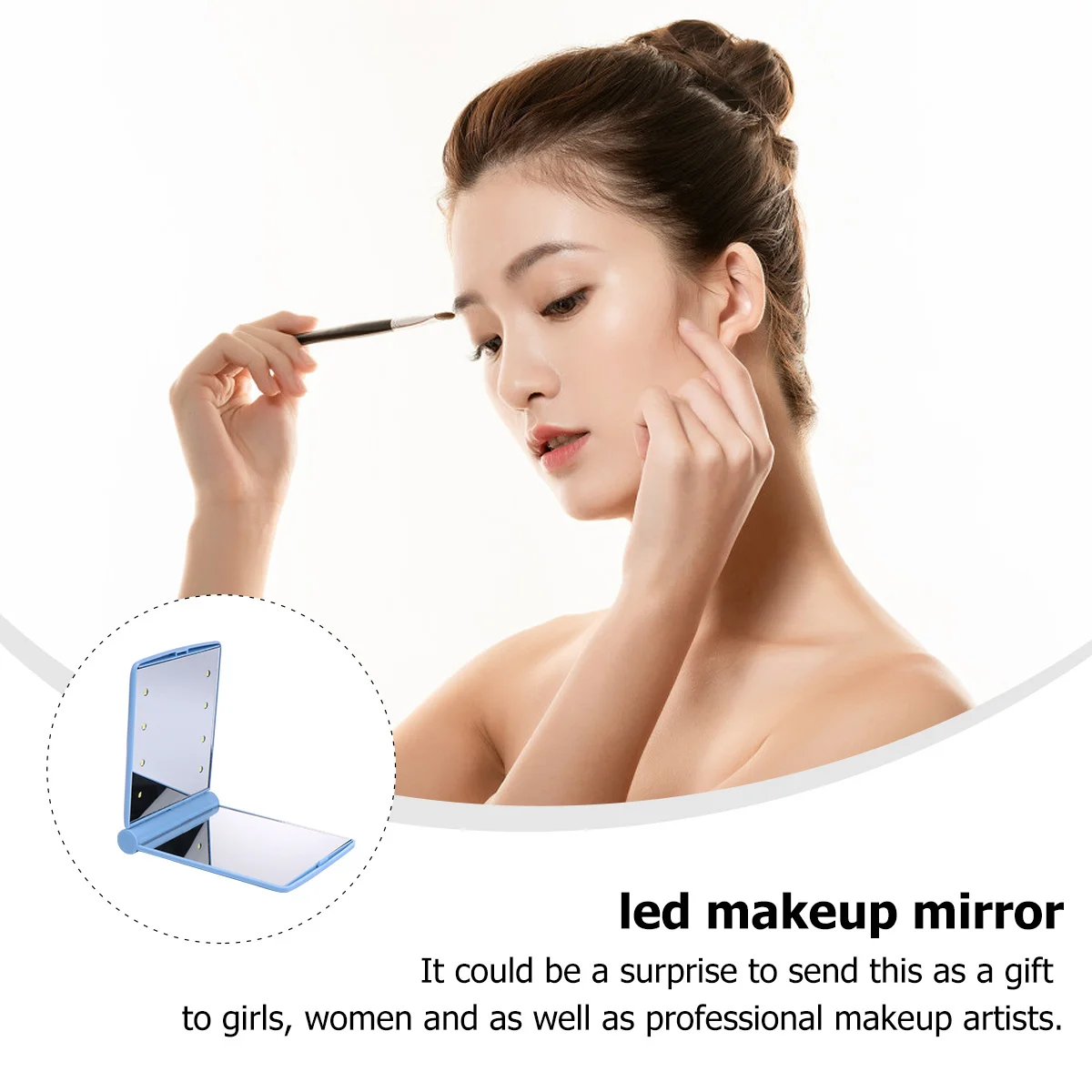 

Small LED Makeup Mirror Foldable with Built-in Light Pocket-Friendly Design Ideal for Women Girls and Makeup Artists