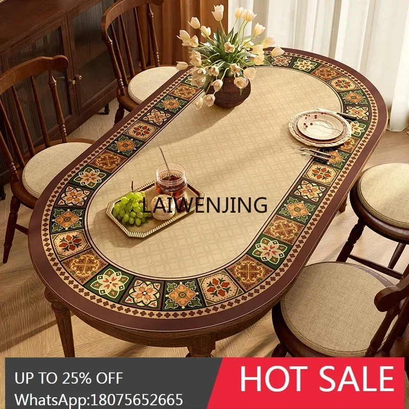 MJY flower tile leather desktop mat folding dining table mat oil-proof leave-in special-shaped tablecloth
