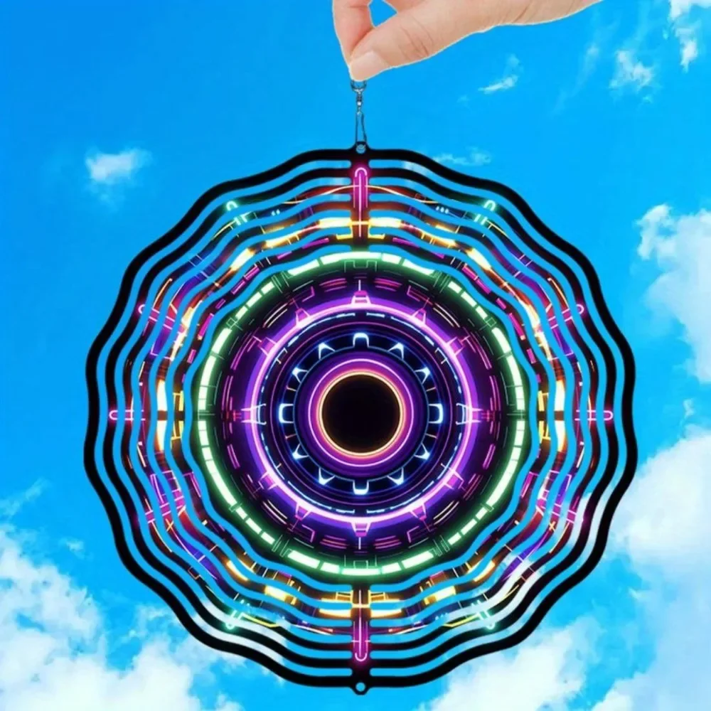CIFBUY Mandala Wind Chime Metal Outdoor Hanging Decor Colorful Pattern Garden Yard Patio Ornament For All Seasons Home Wall Art