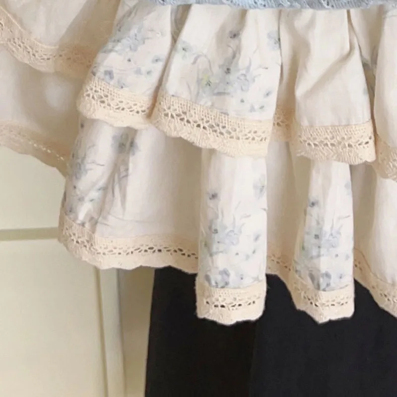 Girls\' Summer Flower Cake Skirt Children Clothing New Baby Girl French Sweet and Cute lace Lace Versatile Short Skirt