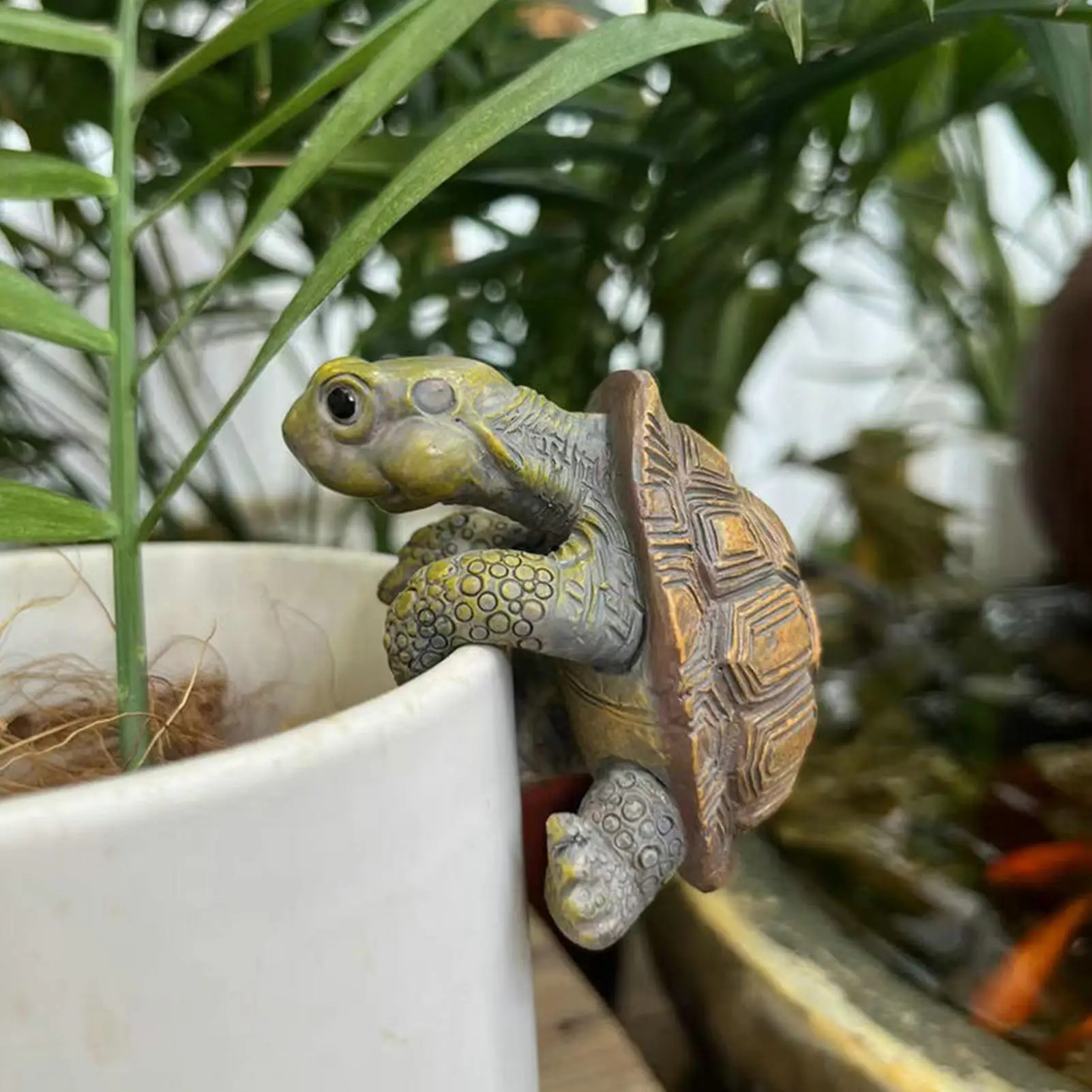 Resin Craft Climb Tortoise Pot Creative Rope Fish Turtle Statue Hug Plant Decoration Garden Miniatures Outdoor Garden Decor