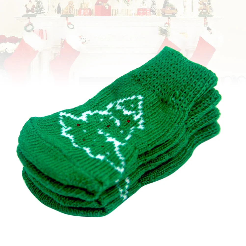 4 قطع من جوارب عيد الميلاد للحيوانات الأليفة، جوارب شتوية دافئة من القطن، جوارب ناعمة ومريحة لحفلات هدايا الحيوانات الأليفة الصغيرة