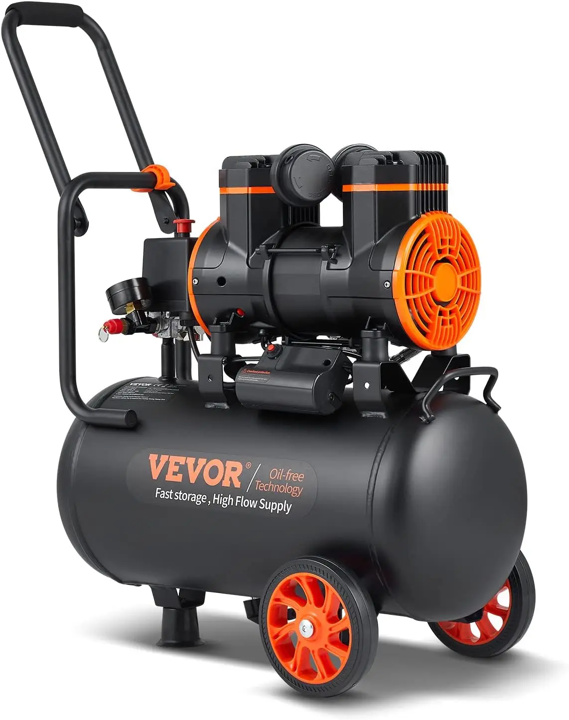 

6.3 Gallon Air Compressor, 2 HP 3.35 CFM@ 90PSI Oil Free Air Compressor Tank & Max. 116PSI Pressure, 70 dB Quiet