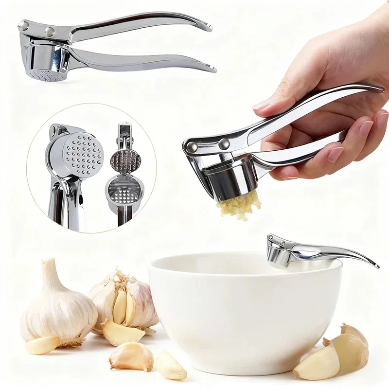 Stainless Steel Manual Garlic Press for Home Kitchen Multi-Function Garlic Grinder Tool for Cooking