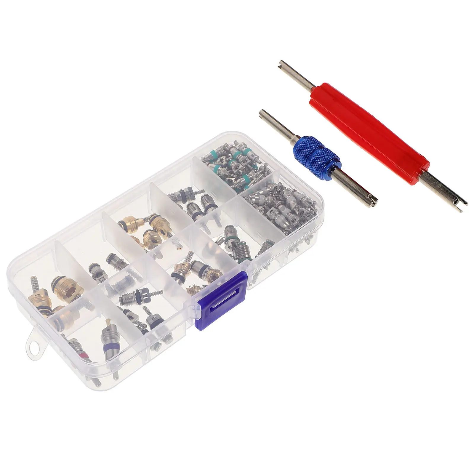 

102Pcs Automotive Air Conditioning Valve Core Kit Car Valve Stem Repair Tool Dual Head Installer Remover Set for Auto