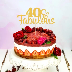 توبر كعكة عيد ميلاد 40 ذهبي - بريق من جانب واحد 39 + 1 / Fabulous & 40 Cake Topper لتزيين حفلة عيد ميلاد الأربعين أفضل 6 كعكات مبيعا لمدة 40 عاما - رقم 6