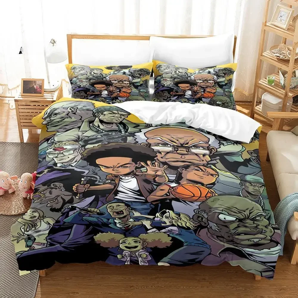 

Новый комплект постельного белья The Boondocks Single Twin Full Queen King Size, комплект постельного белья для взрослых и детей, комплекты пододеяльников для спальни, комплект простыней 3D в стиле аниме