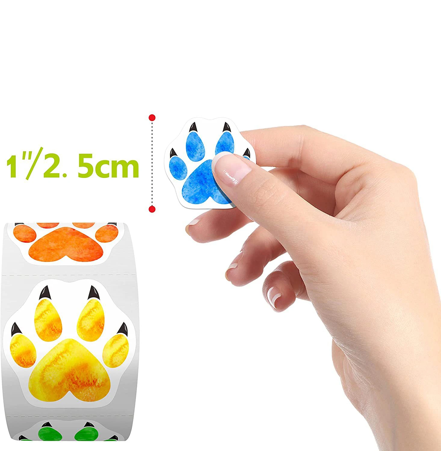 100-500pcs 1Inch Colorful Paw Print Sticker Dog Cat Paw Labels for Laptop Reward sticker Stationery for Student Kids Toy Sticker