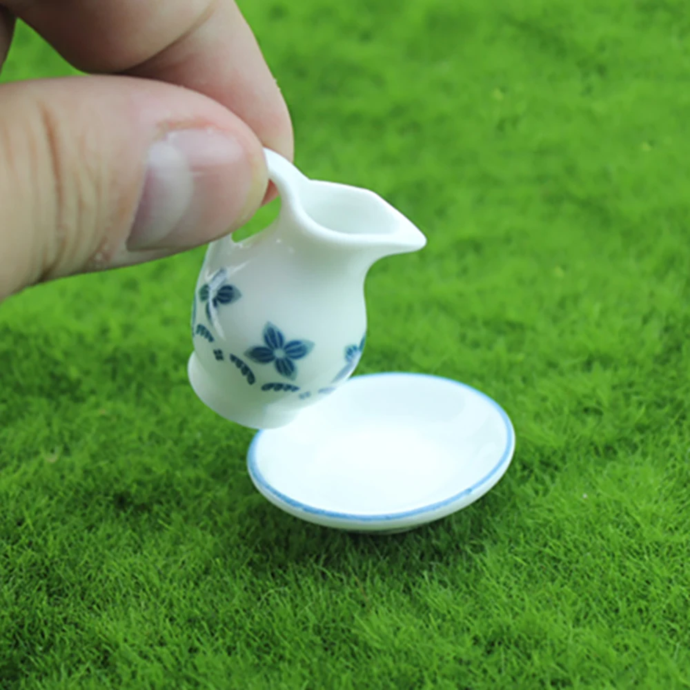 1/12 Set da tè in ceramica in miniatura per casa delle bambole Set di mini bollitore per accessori per la casa delle bambole Decorazione ob11 bjd