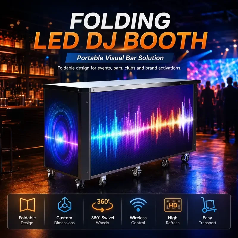 Professional HD LED Visual System With High Grayscale and High Contrast Foldable LED DJ Booth for DJ Stage Bar Club Party