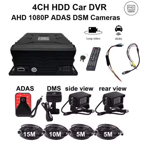 4CH Car DVR Recorder with ADAS and DMS 1080P Camera HDD DVR Backup Cameras For Driver Monitoring Truck Bus Taxi Trailer