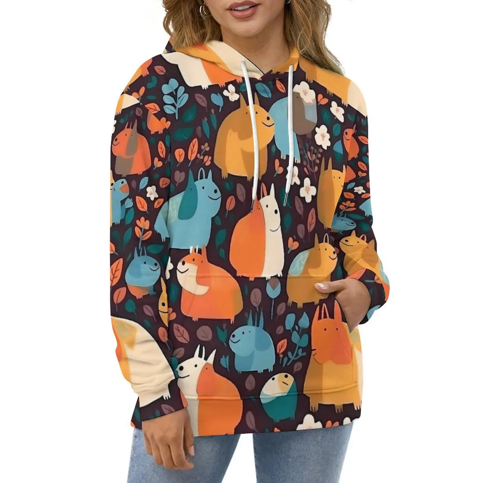 Colourful Crazy Capybara Pattern Hoodies Long Sleeve Y2k Casual Hoodie Autumn Street Wear Oversized Loose Hooded Sweatshirts