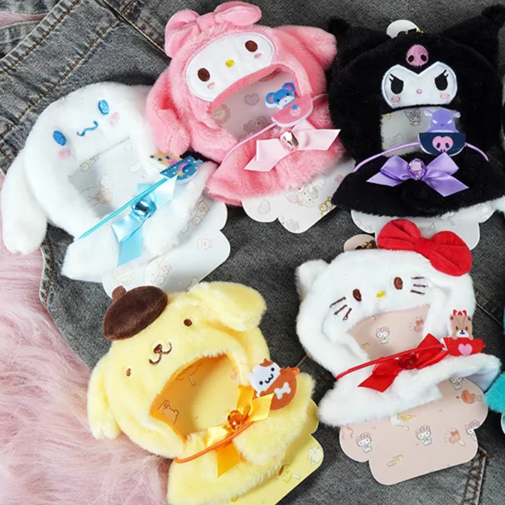 

Anime Sanrio Hello Kitty Kuromi Plush Doll Cape Kawaii Cinnamoroll Melody Pochacco Cartoon Dolls Decorative Clothing Girls Gifts