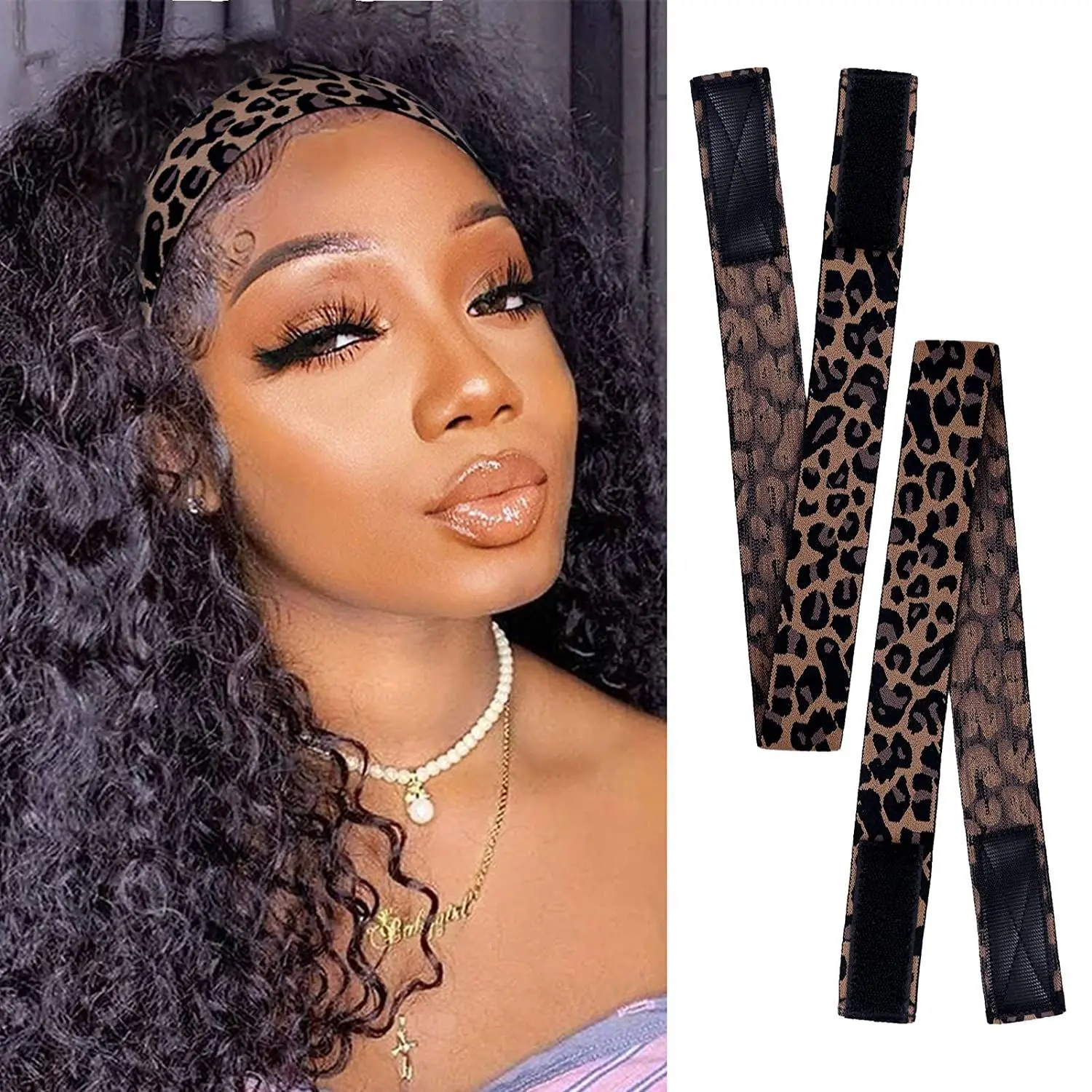 

100Pcs/Lot Melts Belt Band Headgear Elastic Wig Edge Slayer Fixation Strap Leopard Headband Styling Tool Accessory HA1002