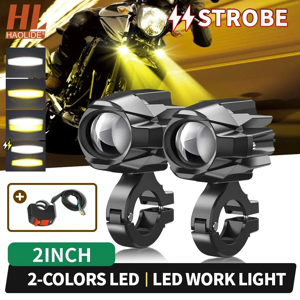 

HAOLIDE 2 шт. новый мотоциклетный противотуманный фонарь вспомогательная лампа 6000K стробоскопическая вспышка противотуманные фары дальнего света DRL комплекты светодиодных лампочек для двигателя