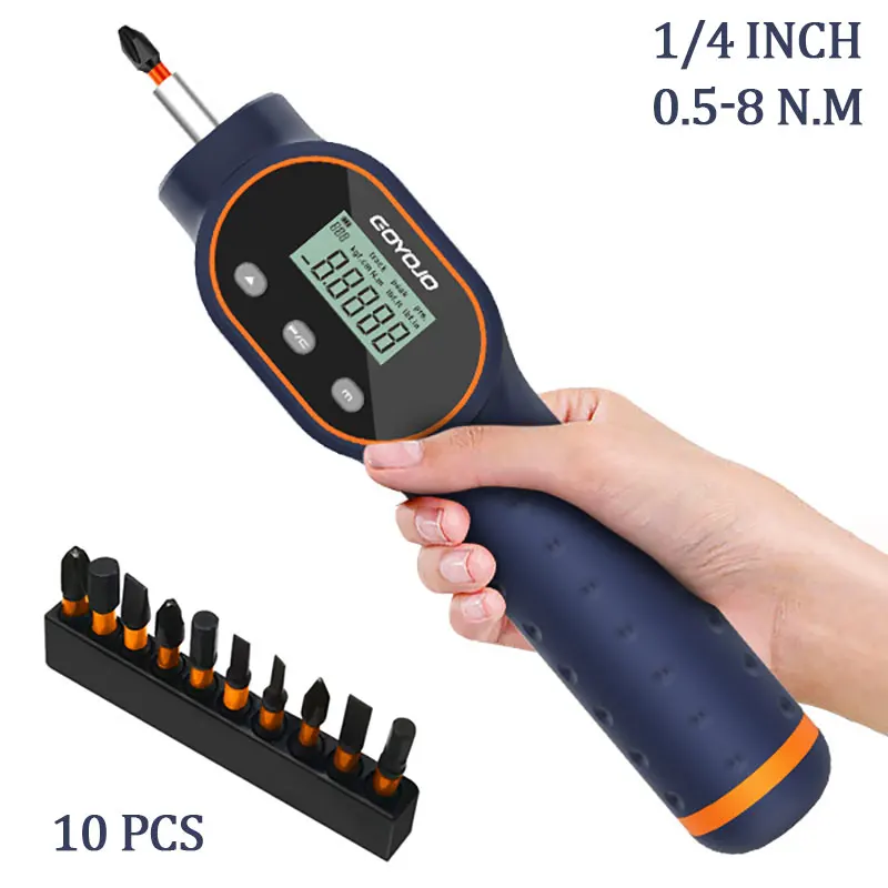 Digital Torque Screwdriver Set 7.08 in-lb 1/4” Turn Screw High Precision Adjustable Torque Non Slip Handle Magnetic Drill Bit