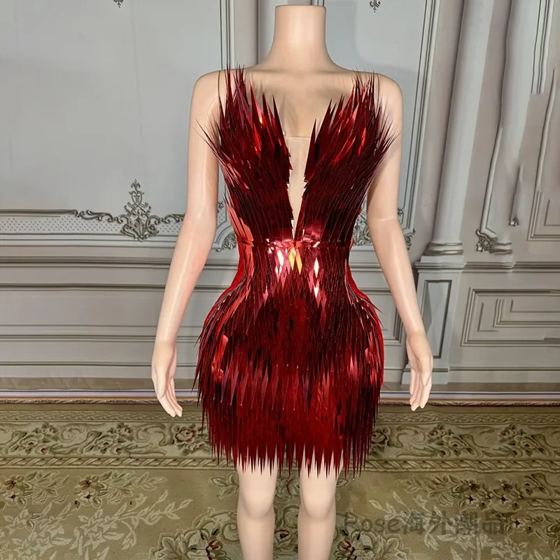 Red Luxury Birthday Dresses Nightclub Gogo Dancer Clothing Festival Party Show Performance Wear Singer Host Stage Costume