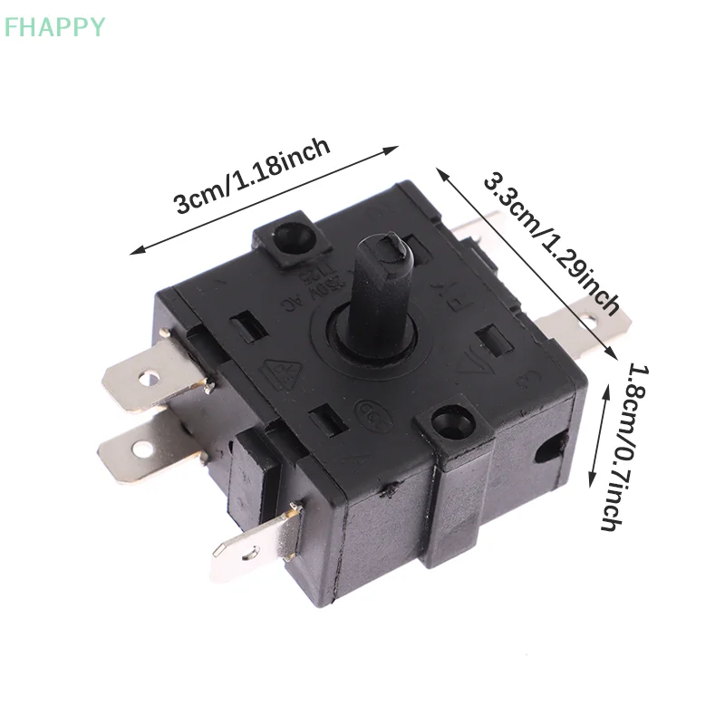 Interruptor de perilla de engranaje de calentador de habitación eléctrico, Selector de interruptor giratorio de 3 pines y 5 pines, interruptor de Control de temperatura de 16A