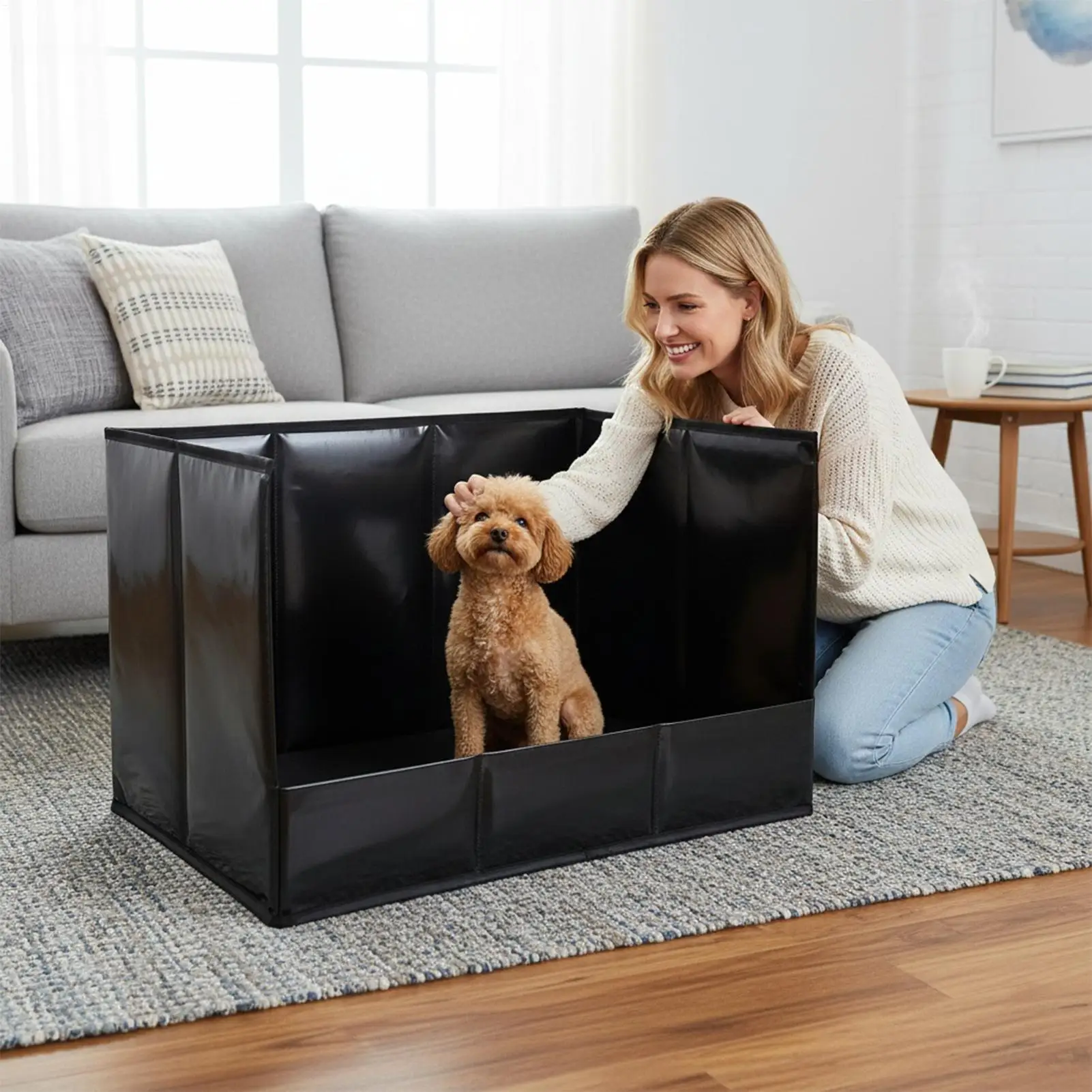 

Ящик для собачьего туалета с высокими стенками, портативный складной водонепроницаемый ящик для мочи с высокими стенками в помещении для дома, квартиры, гостиной, на открытом воздухе