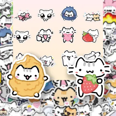 10/30/72PCS 라인 새끼 고양이 일일 낙서 스티커 노트북 전화에 대 한 귀여운 고양이 만화 데 칼 기타 컵 스케이트 보드 방수 스티커