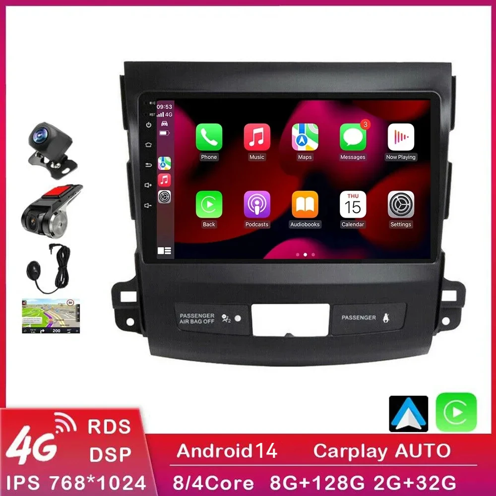 

Android 14.0 8G+128G For Mitsubishi Outlander 2005 2006-2012 Peugeot 4007 Car Radio Player Navigation GPS 2 din DVD Head Unit