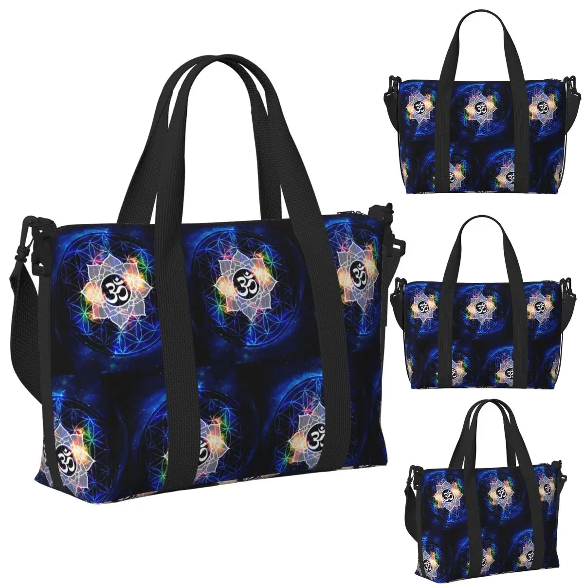 

Мандала Ом Буддизм Аум Дзен Йога Медитация Пляжная дорожная сумка Большая вместительная сумка-тоут для спортзала Женская дорожная сумка для покупок