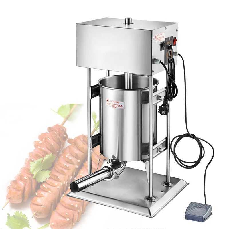 10L/15L /20L/25L Electric Sausage Stuffer Stainless Steel Making Sausage Machine Commercial Grade with 4 Filling Funnel for Home
