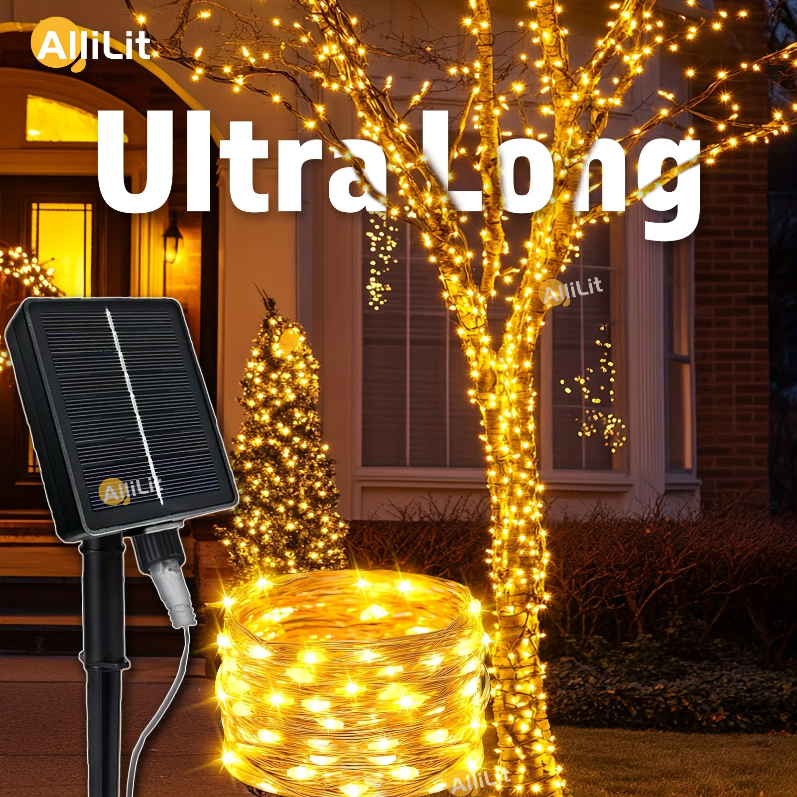 Guirnalda de luces alimentada por energía Solar Ultra larga de 5 ~ 100M, 1000 LED, guirnalda navideña impermeable de cobre para exteriores, decoración, luces de jardín para fiesta