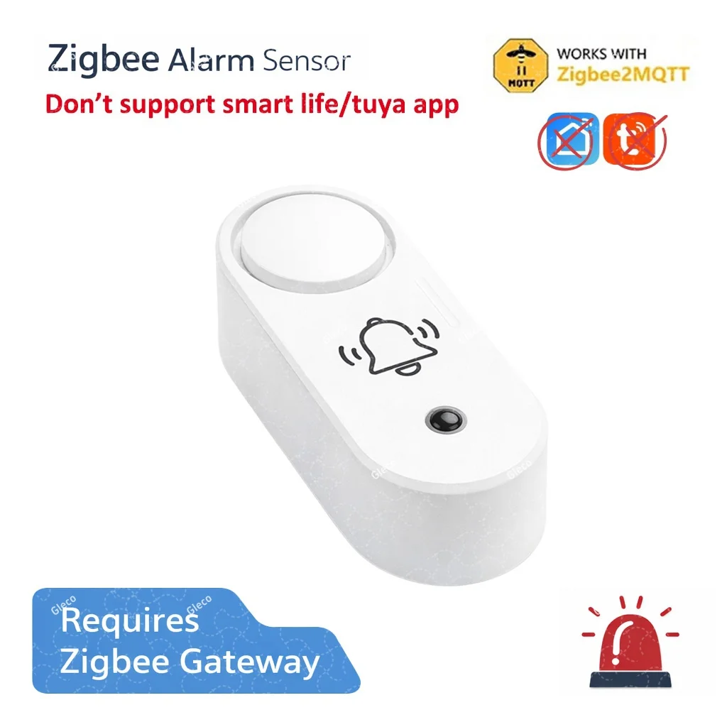 Zigbee Sirenenalarm Smart Home Vibrationssensor Erkennung Sicherheitsalarm TUYA Smart Life & Zigbee 2mqtt Version Kompatibel mit Gateway